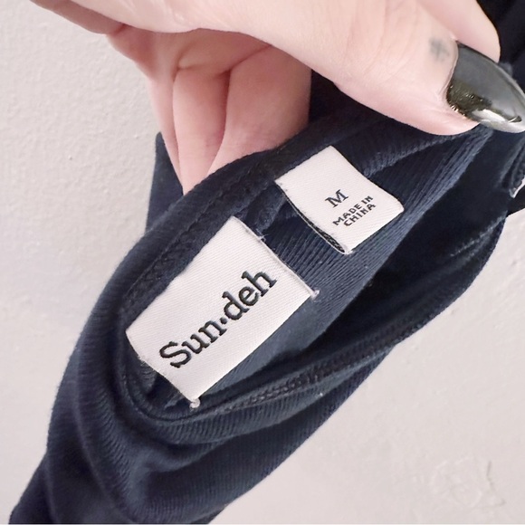 Aritzia Sundeh Halter Top Black Jersey Tie Back - Picture 4 of 6